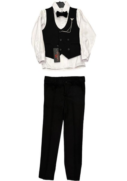 Erkek Çocuk Papyon Gömlek Yelek Pantolonlu Takım Elbise