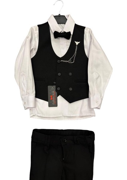 Erkek Çocuk Papyon Gömlek Yelek Pantolonlu Takım Elbise modelleri