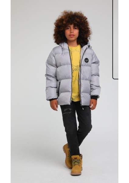 Erkek Çocuk Kapüşonlu Şişme Stoperli Rüzgara Soğuğa Dayanıklı Mont