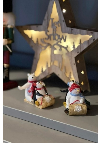 Renkli 7 cm Reçine Buzda Kayan Penguen&Kardan Adam Yılbaşı Süsü indirimleri