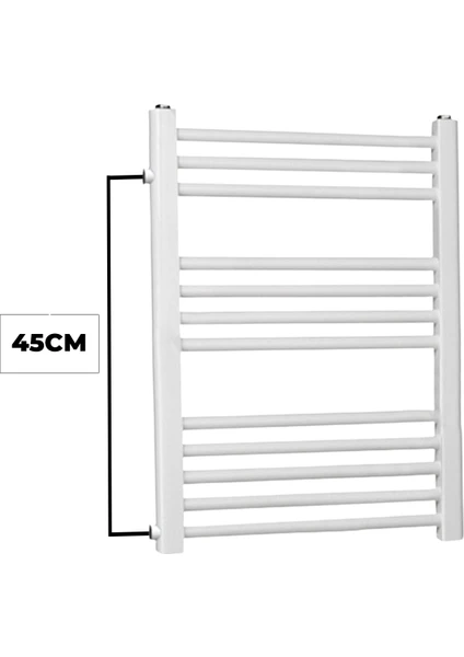 Toprak Havlupan 50 / 70 cm 10 Borulu Beyaz Yandan Girişli Havlupan Radyatör Banyo Isıtıcı Aks 45 cm