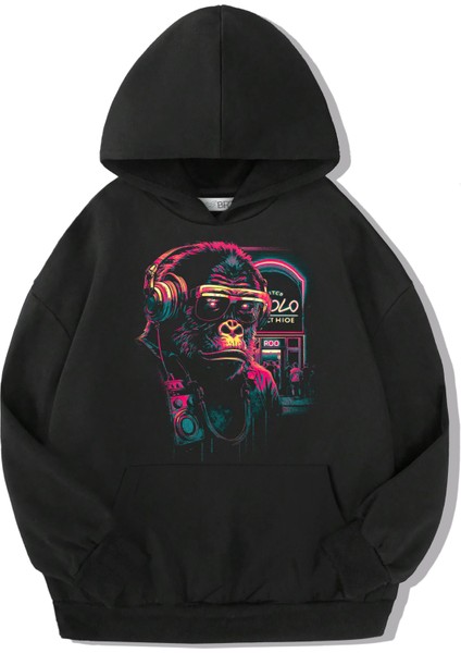 Unisex Çocuk Neon Gorilla Hoodie Sweat