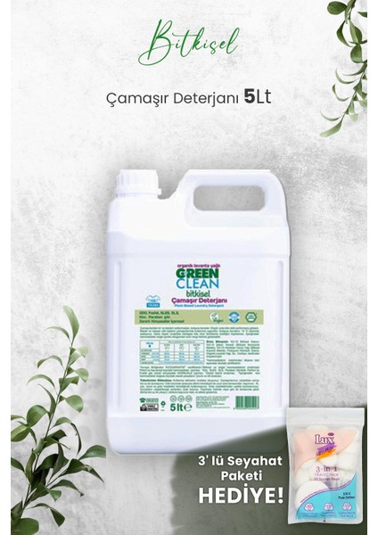 Green Clean Organik Çamaşır Deterjanı 5 Lt ve Hediyeli