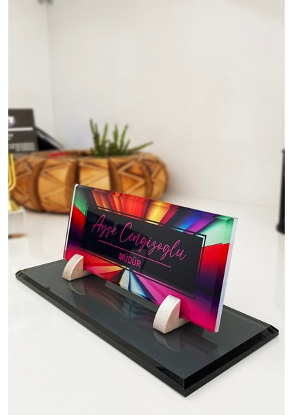 Uv Baskılı Masa İsimliği Büro Ofis Makam Hediyesi Masaüstü İsimlik