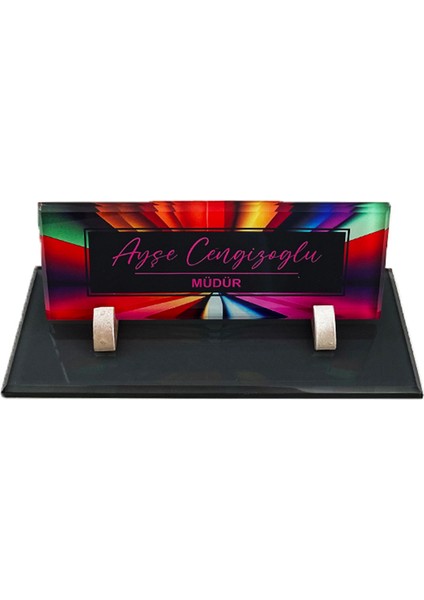 Uv Baskılı Masa İsimliği Büro Ofis Makam Hediyesi Masaüstü İsimlik modelleri