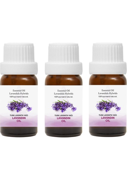 Türk Lavanta YAĞI,100 Doğal Bitkisel Uçucu Yağ, Lavandin Oil, 3'lüi Set 3X10 ml