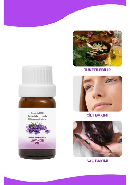 Türk Lavanta YAĞI,100 Doğal Bitkisel Uçucu Yağ, Lavandin Oil, 3'lüi Set 3X10 ml