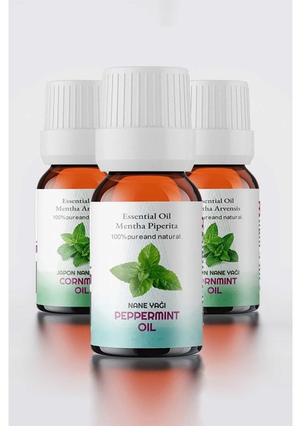 Nane Yağı, 100 Doğal Uçucu Yağ, Peppermint Oil, 3'lü Set 3X10 ml