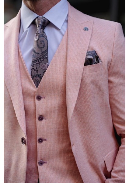 Plevne Slim Fit Somon Takım Elbise fiyatları