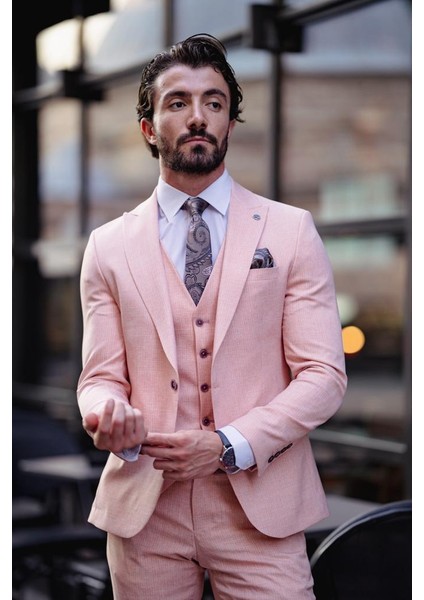 Plevne Slim Fit Somon Takım Elbise fırsatları