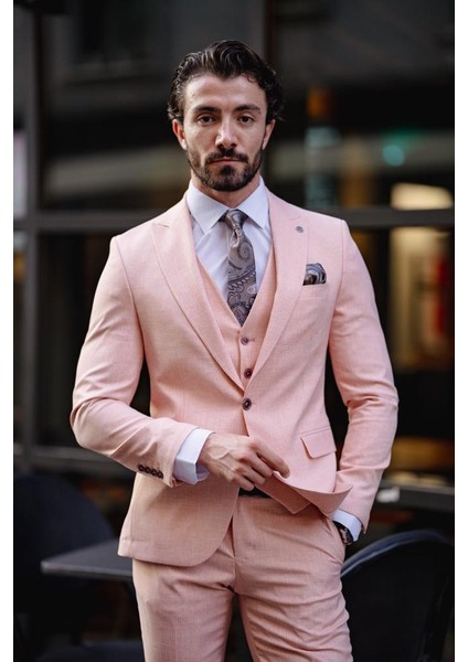 Plevne Slim Fit Somon Takım Elbise indirimleri