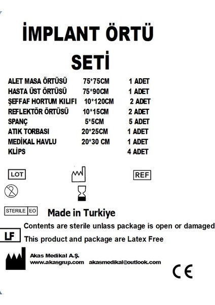 Implant Örtü Seti  [ 10 Adet ]