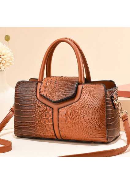 Yeni Moda Timsah Desenli Çanta Büyük Kapasiteli Rahat Omuz Crossbody Çanta Modaya Uygun (Yurt Dışından) modelleri