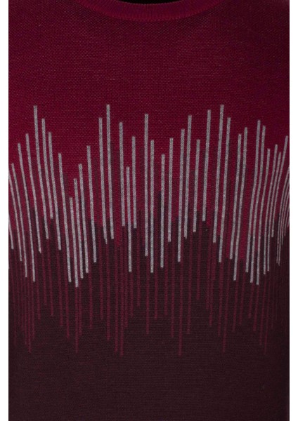 Erkek Triko Bordo Bisiklet Yaka Desenli Slim Fit Pamuklu Kazak 3723 fırsatları