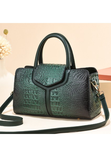Yeni Moda Timsah Desenli Çanta Büyük Kapasiteli Rahat Omuz Crossbody Çanta Modaya Uygun (Yurt Dışından)