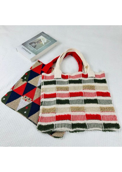 Yeni Ins Çanta Örme Çanta Noel Çantası Dokuma Çanta Büyük Kapasiteli Tote Çanta Kadın Çantası (Yurt Dışından) fırsatları