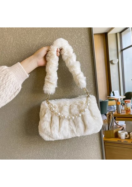 Taklit Rex Tavşan Peluş Kadın Çantası Yeni Sonbahar ve Kış Niş Tasarım Koltuk Altı Omuz Çantası El Peluş Çanta (Yurt Dışından) fırsatları