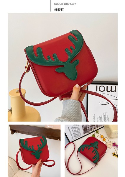 Yeni Noel Yaratıcı Çanta Kadın Noel Elk Orijinal Omuz Çantası Basit ve Çok Yönlü Crossbody Çanta (Yurt Dışından)