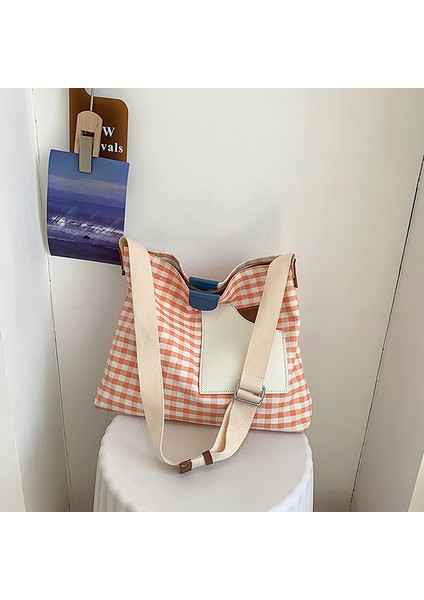Kore Patchwork Kanvas Omuz Çantası, El Çantası, Çok Yönlü Gündelik Crossbody Çanta (Yurt Dışından)