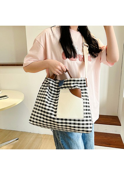 Kore Patchwork Kanvas Omuz Çantası, El Çantası, Çok Yönlü Gündelik Crossbody Çanta (Yurt Dışından) fırsatları