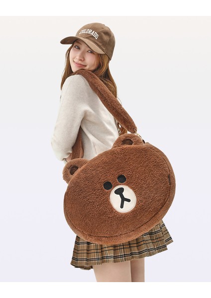 Peluş Çanta Kadın Sonbahar ve Kış Popüler Çanta Kore Versiyonu Öğrenci Omuz Crossbody Çanta (Yurt Dışından)