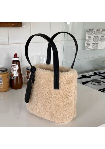 Peluş Çanta, Şık ve Çok Yönlü Taşınabilir Peluş Kova Çantası, Omuz Çantası (Yurt Dışından)