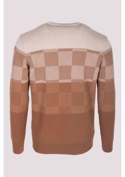 Erkek Triko Kahve Bisiklet Yaka Desenli Slim Fit Pamuklu Kazak Ncs 3730 fiyatları