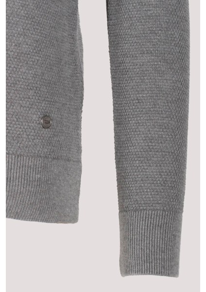 Erkek Triko Bordo Bisiklet Yaka Desenli Slim Fit Pamuklu Kazak Ncs 3735
