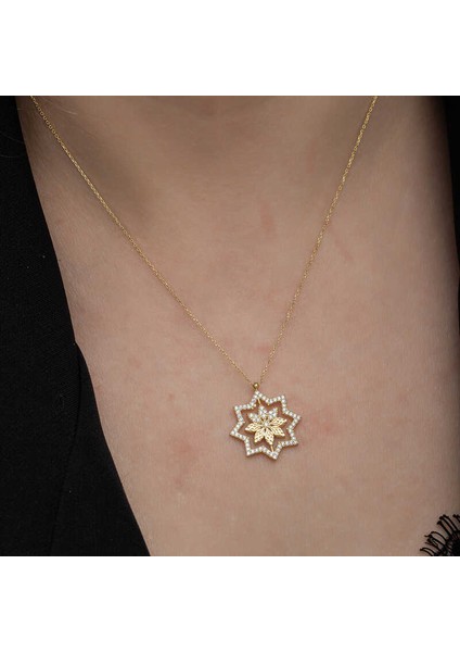 Gümüş Gold Kar Tanesi Kadın Kolye fırsatları