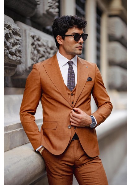 Kösice Slim Fit Tarçın Rengi Takım Elbise fiyatları