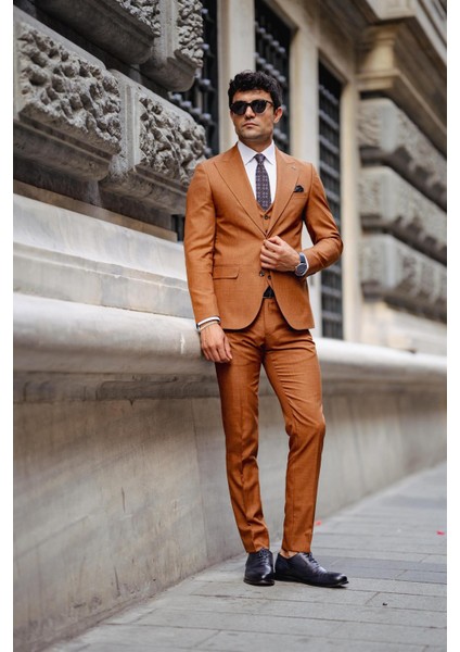 Kösice Slim Fit Tarçın Rengi Takım Elbise indirimleri