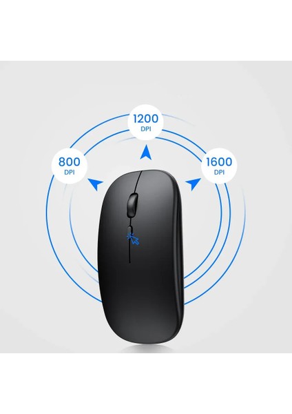 Sessiz Wireless Bluetooth Kablosuz Mouse 800-1600DPI Ergonomik Şarjlı 2.4ghz Fare