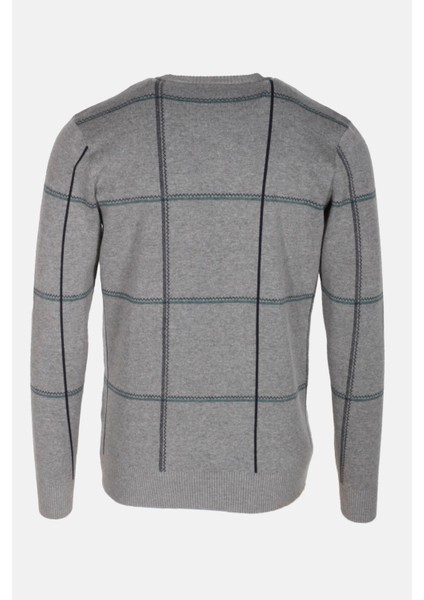 Erkek Triko Grimelanj Bisiklet Yaka Desenli Slim Fit Pamuklu Kazak Ncs 3744