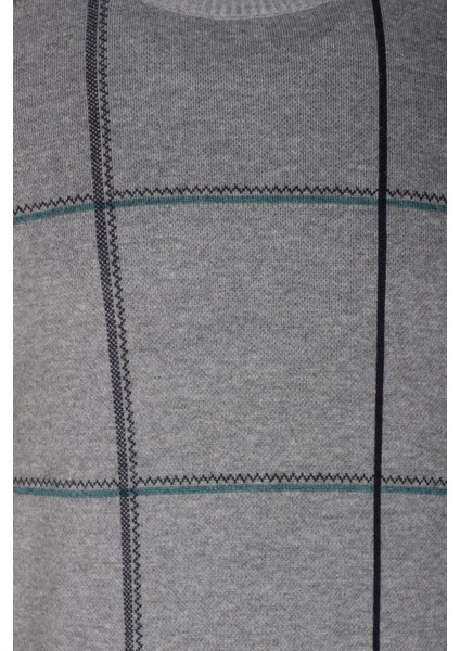 Erkek Triko Grimelanj Bisiklet Yaka Desenli Slim Fit Pamuklu Kazak Ncs 3744