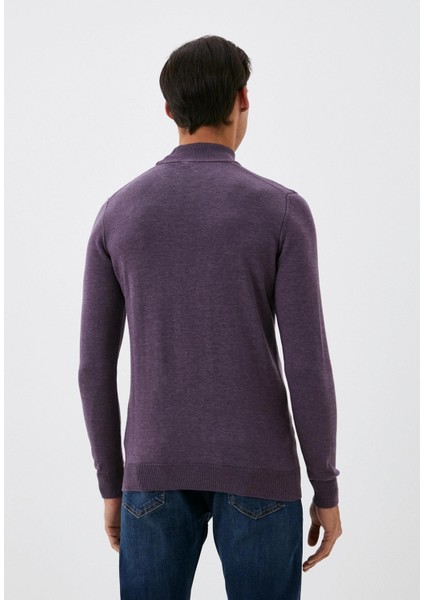 Erkek Yarım Balıkçı Boğazlı Triko Mürdümmelanj Slim Fit Pamuklu Sık Örme Kazak Ncs 3005 modelleri