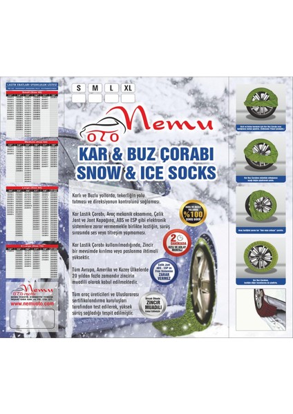 195/40 R17 Uyumlu Oto Kar Çorabı ( S )