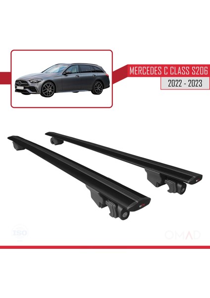 Mercedes C Class (S206) 2022 ve Sonrası ile Uyumlu Hook Model Anahtar Kilitli Ara Atkı Tavan Barı Siyah indirimleri