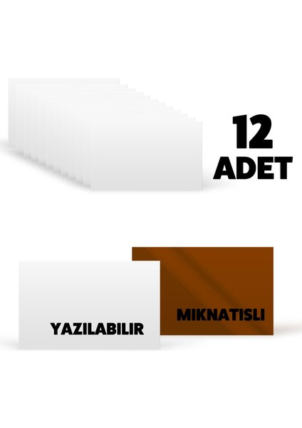 12 Adet Mıknatıslı Yazılabilir Silinebilir Etiket 40X80MM fiyatları