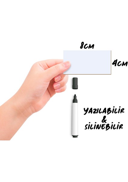 12 Adet Mıknatıslı Yazılabilir Silinebilir Etiket 40X80MM modelleri