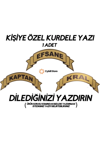 Cybill Store Kişiye Özel Kurdele Yazı Sticker 1 Adet Altın Çerçeve Üzerine Parlak Siyah Yazı