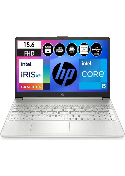 Hp 15S-FQ4015NT Intel Core I5 1155G7 8gb 512GB SSD Iris® Xᵉ Grafik Windows 11 Pro 15.6" Fhd Taşınabilir Bilgisayar 54U49EA-ÇANTA Hediyeli