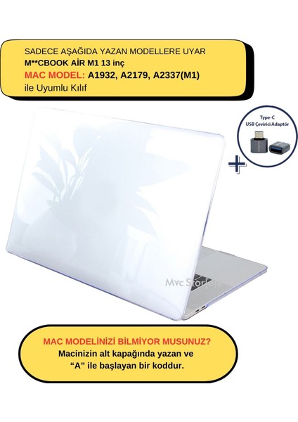 Macbook Air M1 Kılıf 13inç Kristal Parlak A2337 A2179 A1932 ile Uyumlu