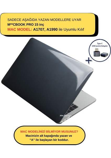 Macbook Pro Kılıf 15 inç A1707 A1990 ile Uyumlu Kristal