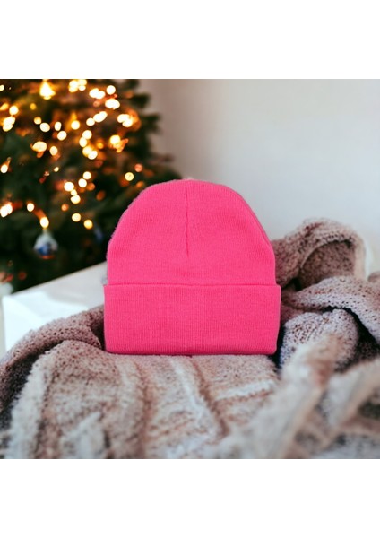 Unisex Örgü Pembe Bere