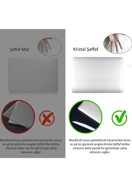 Macbook Pro Kılıf 15 inç A1707 A1990 ile Uyumlu Kristal