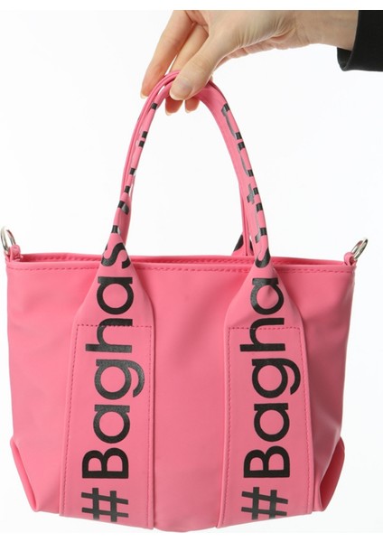 Pembe Mini Su Geçirmez Kulp Yazılı Tote Çanta fiyatları