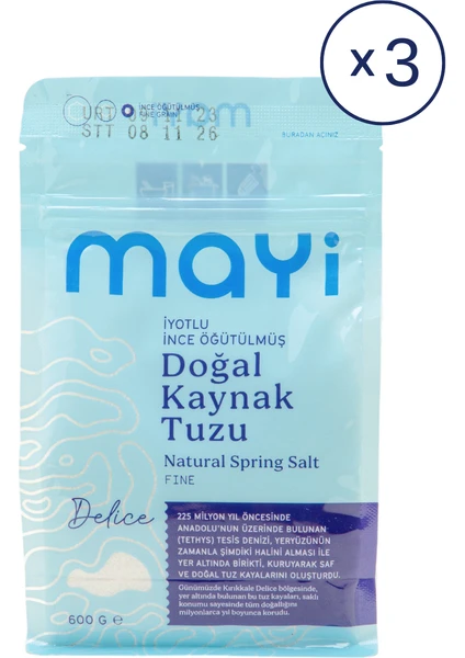 Mayi Tuz 3'lü 600 gr Ince Öğütülmüş Tuz Paketi