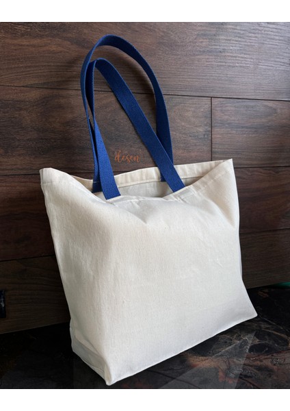 Gabardin Çanta Mavi Renk Saplı %100 Pamuk 260GR. Punch Nakışı ve Boyamaya Uygun