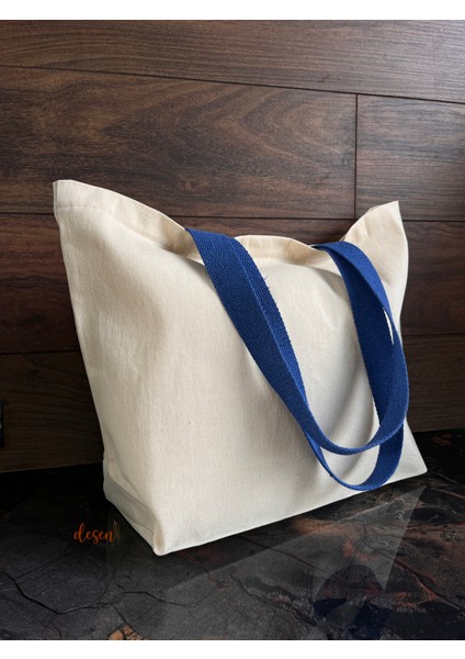 Gabardin Çanta Mavi Renk Saplı %100 Pamuk 260GR. Punch Nakışı ve Boyamaya Uygun
