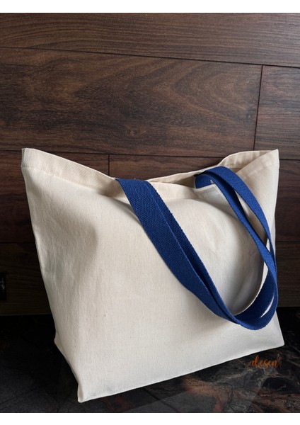 Gabardin Çanta Mavi Renk Saplı %100 Pamuk 260GR. Punch Nakışı ve Boyamaya Uygun